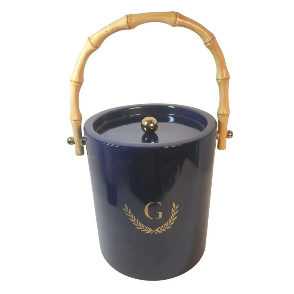 Mark and Graham Bamboo Enamel Ice Bucket Vinyl Monogram 